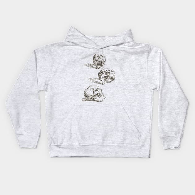 Salvator Rosa - Three Human Skulls Kids Hoodie by JohnnyBoyOutfitters